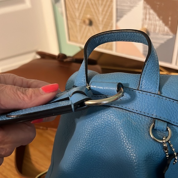 Coach Azure Blue Backpack Rusack - Pebble Leather #37581 - Picture 11 of 16